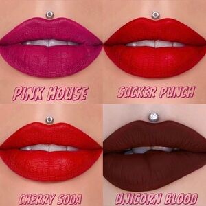 Matte Liquid Lipstick Set - Pink House, Sucker Punch, Cherry Soda, Unicorn Blood